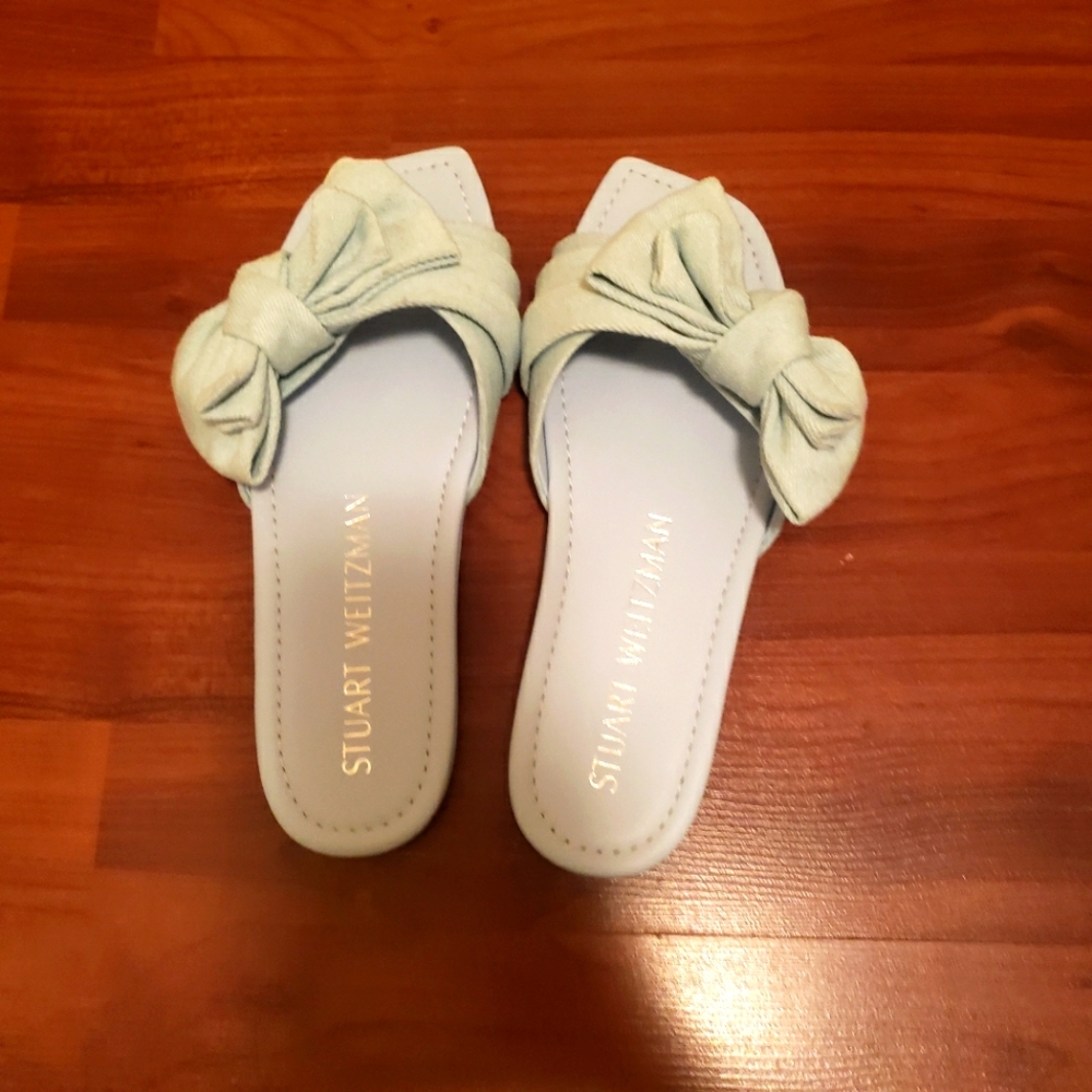 Stuart Weitzman Loveknot Denim Flats Sandals - image 8